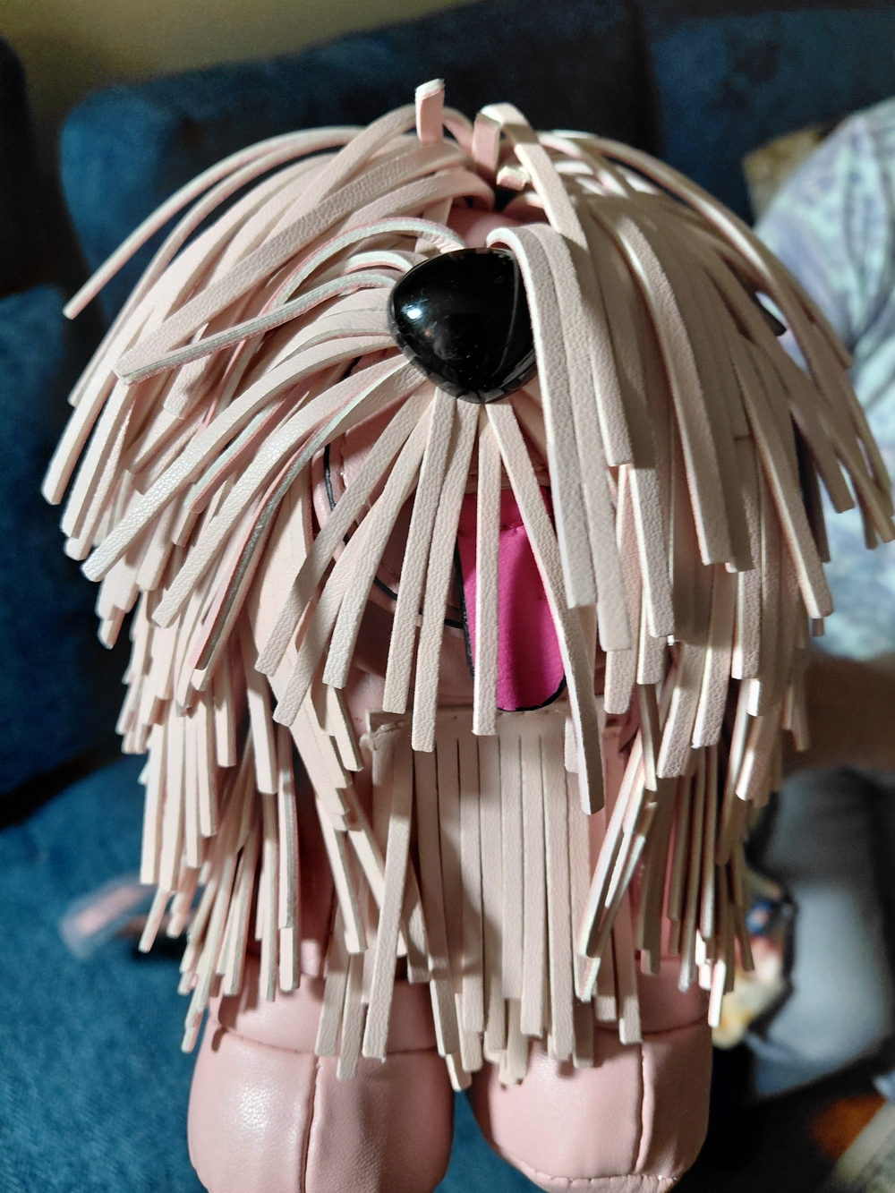 Fringed Pink Sheep Dog Novelty Shoulder Bag, Shaggy Tassel Design. ( Last 2 )